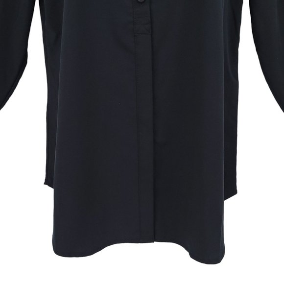 Chicos Half Placket Shirt Fashion Top Womens Size 0 US 4 Black Silky Soft NEW - Picture 4 of 12